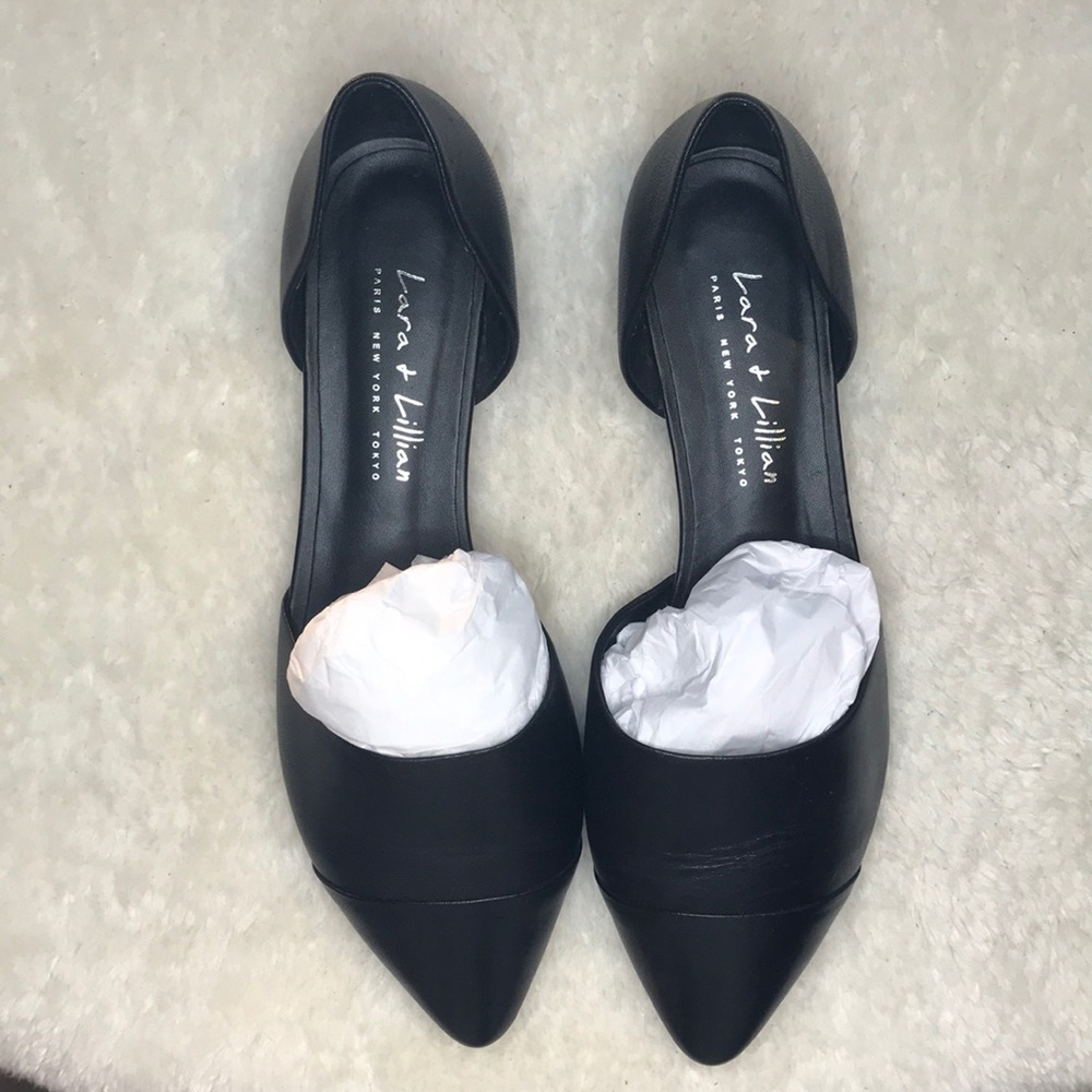 Lara & Lillian Black Leather flats